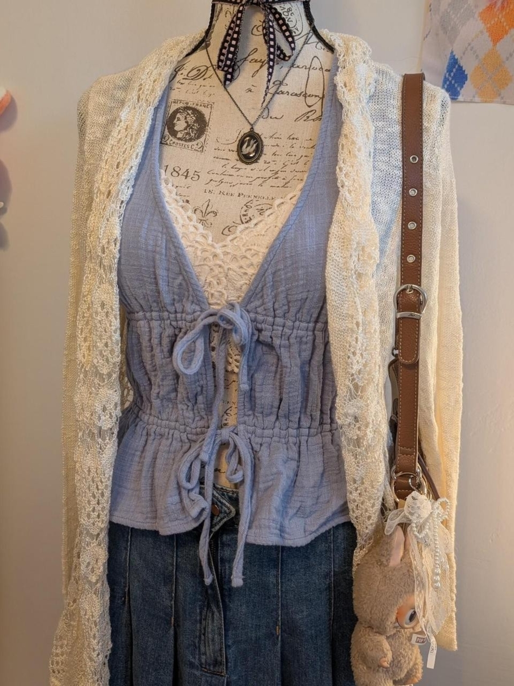 Aeropostale Blue Ruched Tie-Front Tank Top Size Small Like New